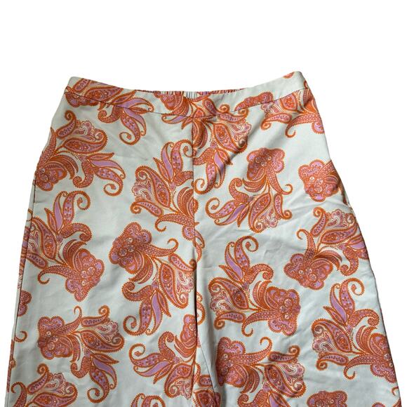 Eloquii Wide Leg Paisley Print Pants Orange Pink Women’s Size 16 - Picture 3 of 6